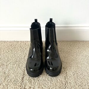 Madden Girl Glossy Black Ankle Boots